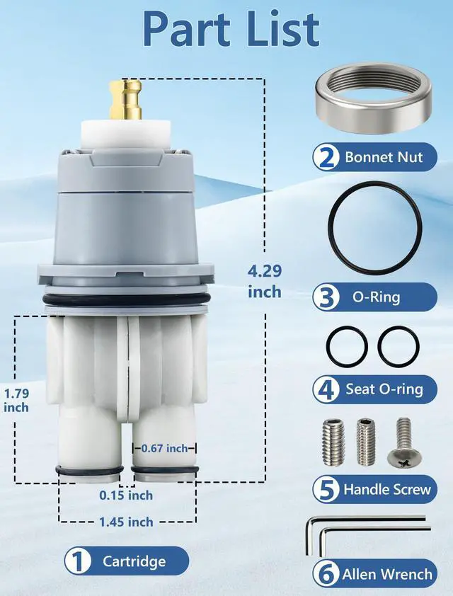 Alt view image 4 of 7 - Shower Cartridge Replacement for Delta RP46074 (2006-Present) | 1-Pack, Fits Delta 13 14 Series Single Handle, Includes Bonnet Nut, Fix Leaks or Drips, Temperature or Pressure Issues