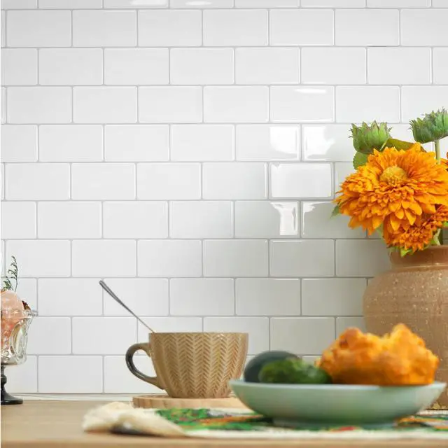 Alt view image 7 of 7 - Subway Tile Peel and Stick Backsplash, Thicker Design 12" x 12" Stick on Backsplash Tiles for Kitchen, Bathroom, Wall Tile (10 Sheets, Bright Glossy White)