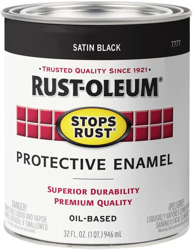 Main image of Stops Rust Brush On Protective Enamel Paint, Satin Black | Rust and Corrosion Resistant, Indoor and Outdoor Durability, Beautiful Finish on Metal, Wood and More, Quart