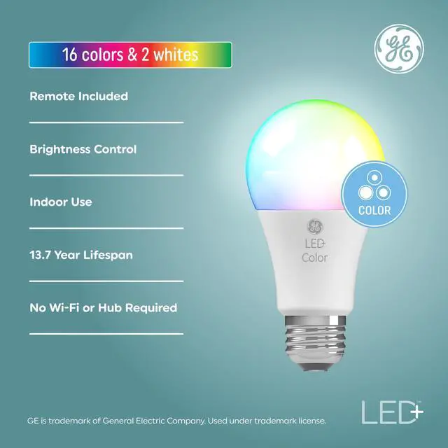 Alt view image 2 of 7 - LED+ Color Changing LED Light Bulbs with Remote, No App or Wi-Fi Required, A19 Bulbs (3 Pack)