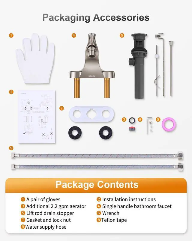 Alt view image 7 of 7 - Bathroom Faucet 1 Handle Low Arc Single Handle 4 inch Centerset Bathroom Sink Faucet with Pop Up Drain Assembly Basin Mixer Tap Brushed Nickel Vanity Faucets