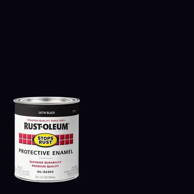 Alt view image 2 of 7 - Stops Rust Brush On Protective Enamel Paint, Satin Black | Rust and Corrosion Resistant, Indoor and Outdoor Durability, Beautiful Finish on Metal, Wood and More, Quart