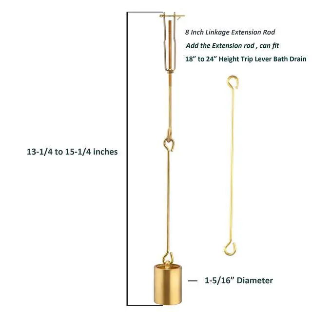 Alt view image 4 of 6 - Tub Drain Linkage Assembly with Trip Lever and Strainer Done Cove, Fit for Trip Lever Bath Tub Waste and Overflow Drain by