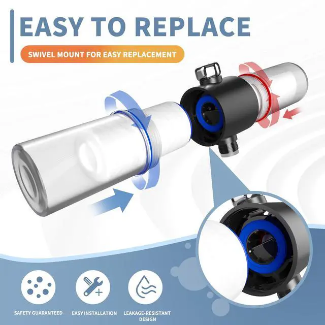 Alt view image 3 of 5 - Shower Filter Compatible with Weddell Duo System, 1 Red 4 Blue, 5 Pack | Multistage filter reduces chlorine & hardness. Compatible with Weddell Duo shower systems. Easy replacement cartridges