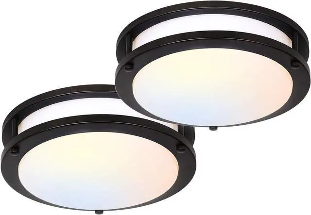 Main image of 13 inch Flush Mount LED Ceiling Light Fixture,1300LM,5CCT | 2700K/3000K/3500K/4000K/5000K Adjustable Ceiling Lights, Oil Rubbed Bronze Dimmable Lighting for Kitchen,ETL Listed,2 Pack