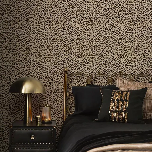 Alt view image 2 of 7 - Leopard Print Peel and Stick Wallpaper, Waterproof Removable Self Adhesive Textured Wall Paper, Yellow Unique Funky Cheetah Contact Paper for Bedroom and Bathroom 120"X17.3"(14.4 sq. ft)