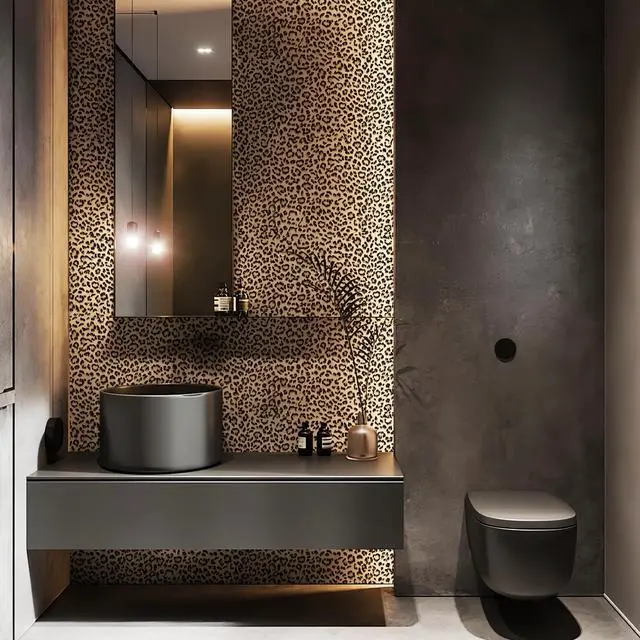 Alt view image 4 of 7 - Leopard Print Peel and Stick Wallpaper, Waterproof Removable Self Adhesive Textured Wall Paper, Yellow Unique Funky Cheetah Contact Paper for Bedroom and Bathroom 120"X17.3"(14.4 sq. ft)