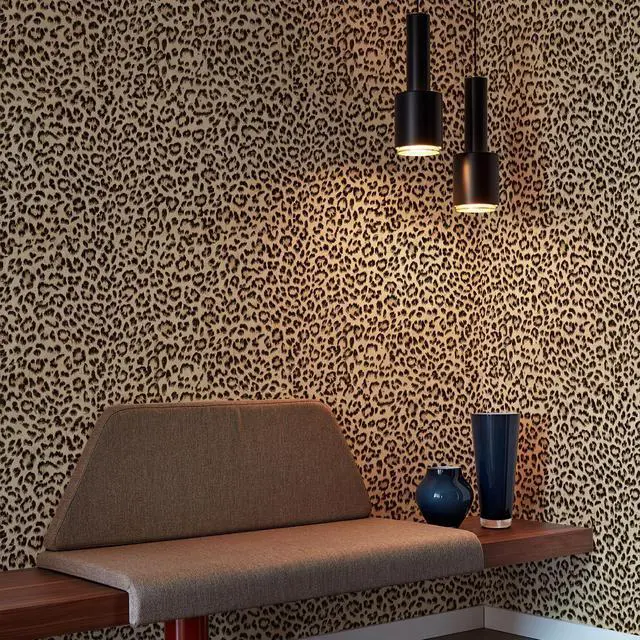 Alt view image 6 of 7 - Leopard Print Peel and Stick Wallpaper, Waterproof Removable Self Adhesive Textured Wall Paper, Yellow Unique Funky Cheetah Contact Paper for Bedroom and Bathroom 120"X17.3"(14.4 sq. ft)