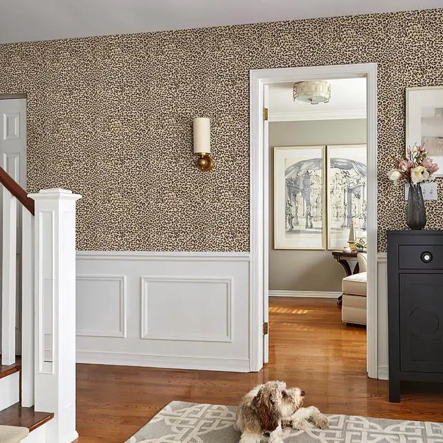 Alt view image 7 of 7 - Leopard Print Peel and Stick Wallpaper, Waterproof Removable Self Adhesive Textured Wall Paper, Yellow Unique Funky Cheetah Contact Paper for Bedroom and Bathroom 120"X17.3"(14.4 sq. ft)