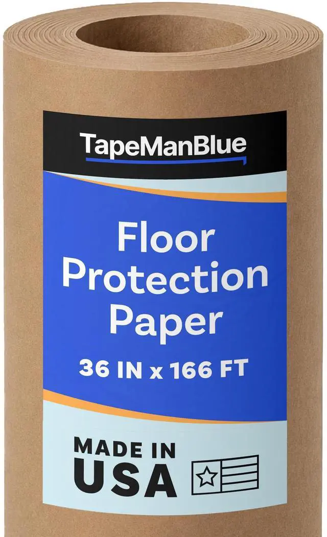 Main image of Floor Protection Paper, 36 inch x 166 ft Roll, Made in USA, 69# Brown Rosin Masking Paper Roll, 100% Recycled, Thick Floor Covering for Painting, Moving, and Construction