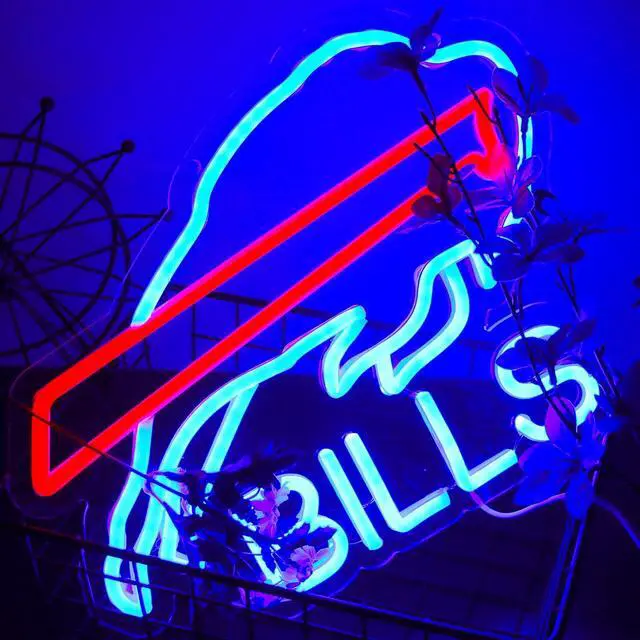 Alt view image 2 of 6 - Buffalo Football Neon Signs Led Sign for Wall Decor Rugby Team Light Up Sign Suitable for Man Cave Office Bar Pub Wall Art Gifts for Teen Boys