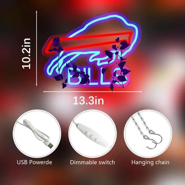 Alt view image 3 of 6 - Buffalo Football Neon Signs Led Sign for Wall Decor Rugby Team Light Up Sign Suitable for Man Cave Office Bar Pub Wall Art Gifts for Teen Boys