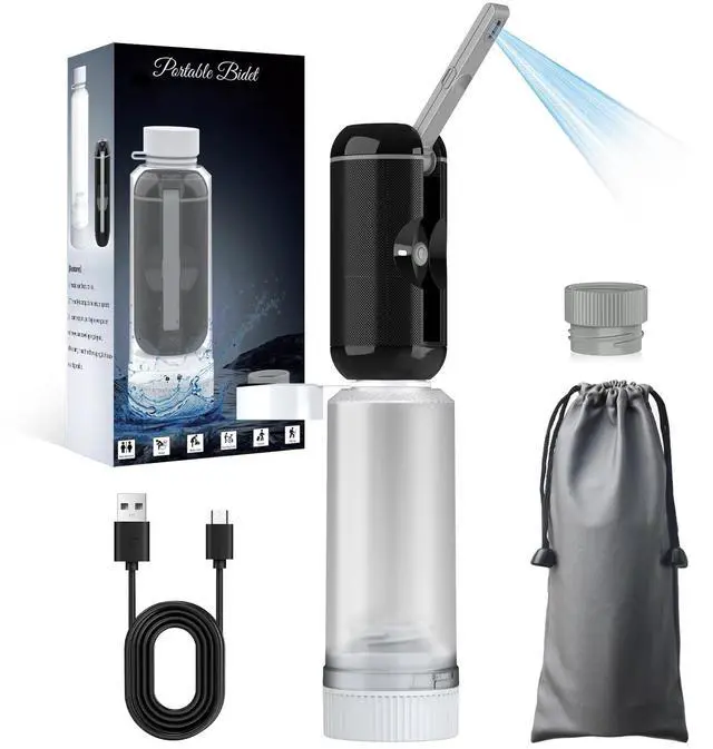 Main image of Portable Bidet for Travel, Rechargeable Waterproof Sprayer, Black | Portable Rechargeable Travel Bidet Sprayer Fits Various Water Bottles, Waterproof High Pressure Handheld for Personal Hygiene