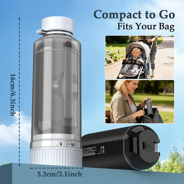 Alt view image 7 of 7 - Portable Bidet for Travel, Rechargeable Waterproof Sprayer, Black | Portable Rechargeable Travel Bidet Sprayer Fits Various Water Bottles, Waterproof High Pressure Handheld for Personal Hygiene