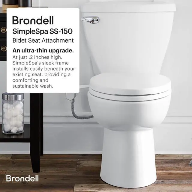 Alt view image 2 of 7 - Bidet - Thinline SimpleSpa SS-150 Fresh Water Spray Non-Electric Bidet Toilet Attachment in White with Self Cleaning Nozzle and SafeCore Internal Valve