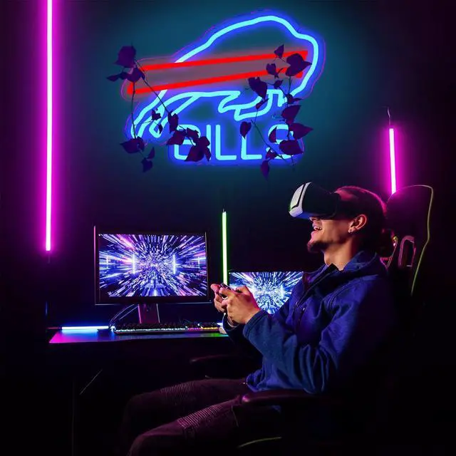 Alt view image 6 of 6 - Buffalo Football Neon Signs Led Sign for Wall Decor Rugby Team Light Up Sign Suitable for Man Cave Office Bar Pub Wall Art Gifts for Teen Boys