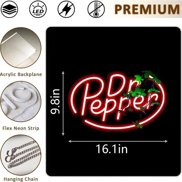 Alt view image 3 of 6 - Neon Signs for Wall DecorNeon Lights for Bedroom Led Business Signs Suitable for Drinks ShopMan CaveChristmas Gifts16 * 10Inch(red)