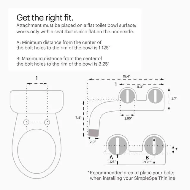 Alt view image 6 of 7 - Bidet - Thinline SimpleSpa SS-150 Fresh Water Spray Non-Electric Bidet Toilet Attachment in White with Self Cleaning Nozzle and SafeCore Internal Valve