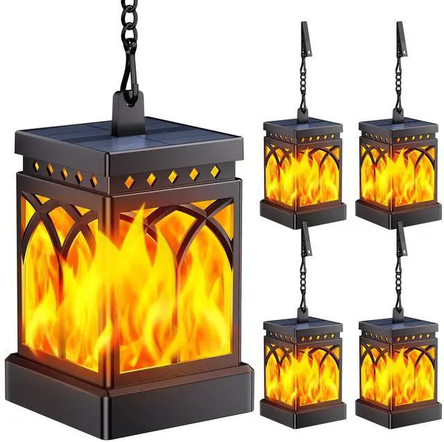 Main image of 4 Pack Solar Lanterns Outdoor Waterproof, Upgraded Flickering Flame Modes + Constant Modes Hanging Solar Lantern Lights for Outside, Lanterns Decorative Outdoor for Garden Table Yard Tree Decor
