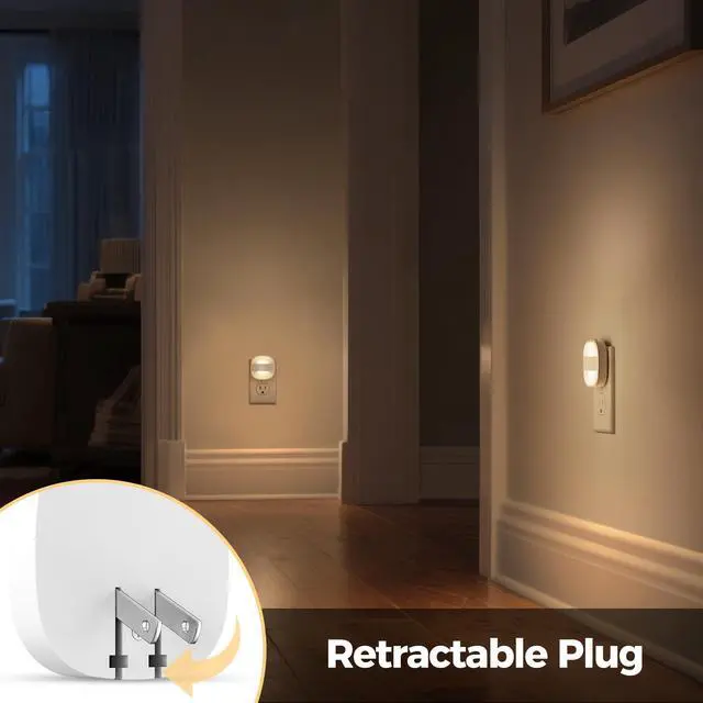 Alt view image 2 of 7 - Night Lights Plug Into Wall,4 Pack Foldable Night Light | Portable Dimmable Mini Nightlight with Dusk to Dawn Sensor,3000K Ideal Travel Night light for Bedroom Stairs Hallway
