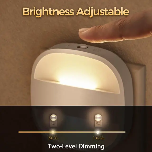 Alt view image 3 of 7 - Night Lights Plug Into Wall,4 Pack Foldable Night Light | Portable Dimmable Mini Nightlight with Dusk to Dawn Sensor,3000K Ideal Travel Night light for Bedroom Stairs Hallway
