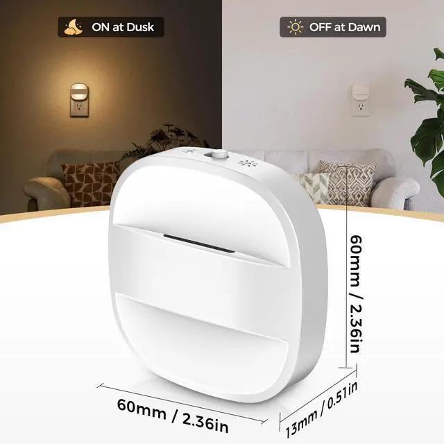 Alt view image 5 of 7 - Night Lights Plug Into Wall,4 Pack Foldable Night Light | Portable Dimmable Mini Nightlight with Dusk to Dawn Sensor,3000K Ideal Travel Night light for Bedroom Stairs Hallway
