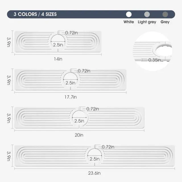 Alt view image 3 of 7 - Quick Drying Stone Faucet Mat for Kitchen Sink - Diatomite Sink Mat Absorbing Stone Tray for Bathroom Counter, Sink Faucet Splash Guard Water Protector Matt for Kitchen Counter(White, 14" x 3.9")