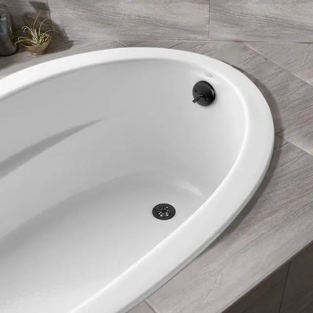 Alt view image 4 of 6 - Matte Black Trip Lever Tub Trim Kit Set with Trip Lever Overflow Face Plate, No putty Gasket,Trip Lever Bathtub Drain with Strainer, Overflow and Matching Screws, No putty installation By