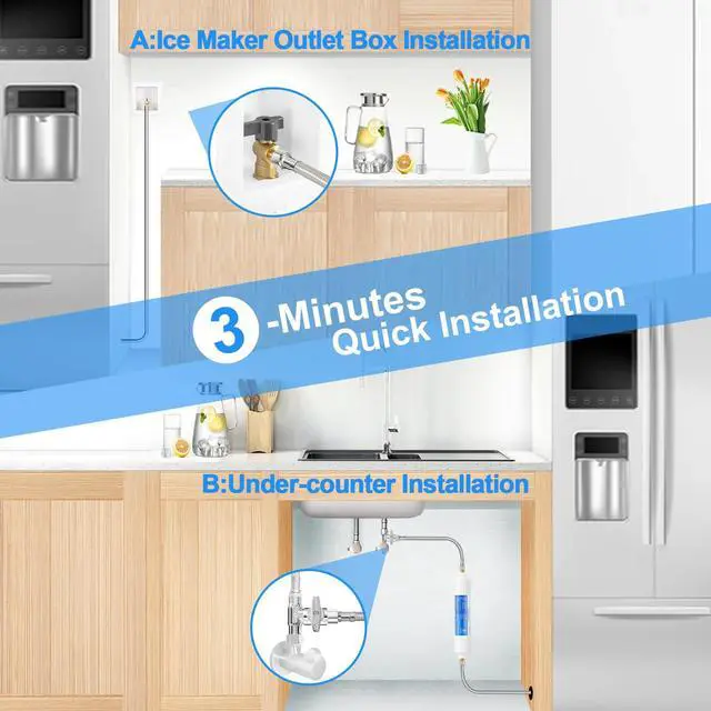 Alt view image 6 of 7 - Refrigerator Water Line - 8FT,Foodgrade PEX Inner Hose for Fridge Ice Maker | Stainless Steel Braided Ice Maker Water Hose,Rustproof Fridge Water Line with Both End 1/4" Comp Fittings