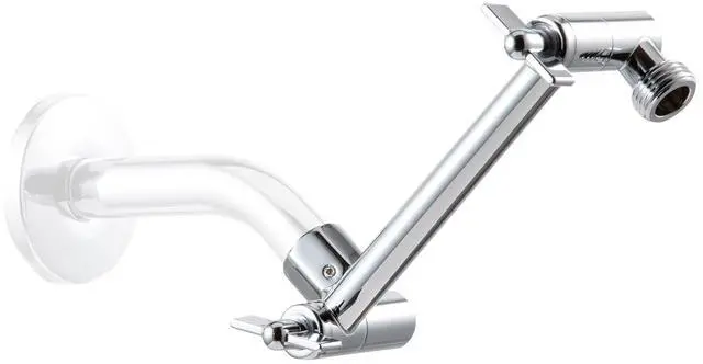 Main image of 6 inch Shower Head Extension Arm, Adjustable Height & Angle Shower Arm Extender with Locking Nut, Easy Install Universal G1/2 Connector for Fixed and Handheld Showerhead, Chrome