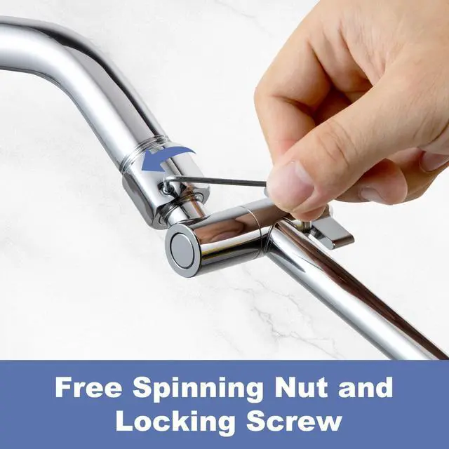 Alt view image 2 of 7 - 6 inch Shower Head Extension Arm, Adjustable Height & Angle Shower Arm Extender with Locking Nut, Easy Install Universal G1/2 Connector for Fixed and Handheld Showerhead, Chrome