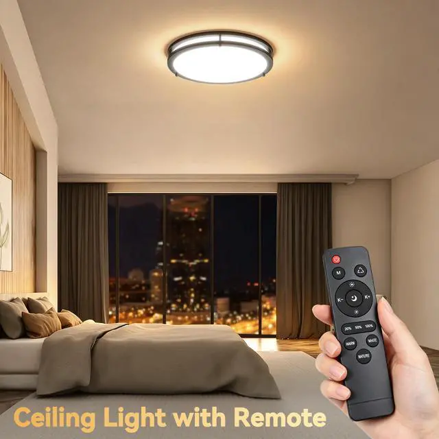 Alt view image 4 of 7 - LED Ceiling Light with Remote 13 Inch Flush Mount Ceiling Light Fixture, 24W 3000K-6000K Adjustable Color Temperature, Dimmable Lighting Fixtures for Kitchen Bedroom Hardwired Installation