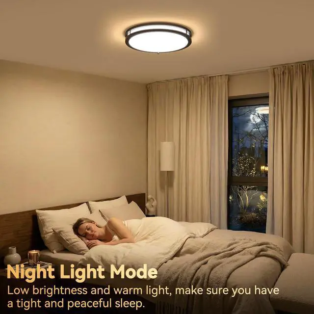 Alt view image 6 of 7 - LED Ceiling Light with Remote 13 Inch Flush Mount Ceiling Light Fixture, 24W 3000K-6000K Adjustable Color Temperature, Dimmable Lighting Fixtures for Kitchen Bedroom Hardwired Installation