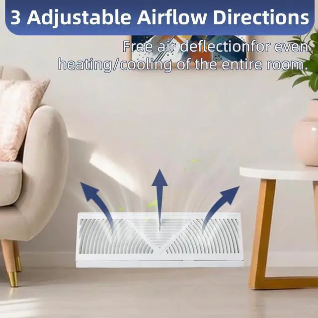 Alt view image 5 of 7 - 4PK 18 inch Baseboard Register Vent for 18"Duct,Baseboard Vent Cover | Steel Baseboard Diffuser,3 Way Maximum Air Flow,Smooth Adjust Lever,Wall Corner Base-Board Air Covers,18"Wx4.5"H x 2.75"Deep