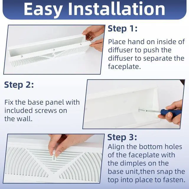 Alt view image 6 of 7 - 4PK 18 inch Baseboard Register Vent for 18"Duct,Baseboard Vent Cover | Steel Baseboard Diffuser,3 Way Maximum Air Flow,Smooth Adjust Lever,Wall Corner Base-Board Air Covers,18"Wx4.5"H x 2.75"Deep