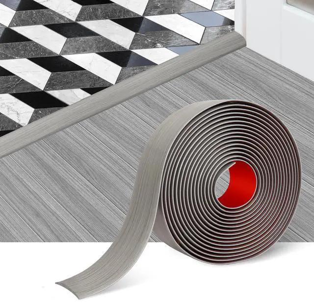 Main image of Vinyl Floor Transition Strip Self Adhesive Threshold Strip 2" W | Peel and Stick Transition Strips for Doorway Floor Divider Strip, Elegant Wood Grain Design, 5cm, 6.56Ft, Gray