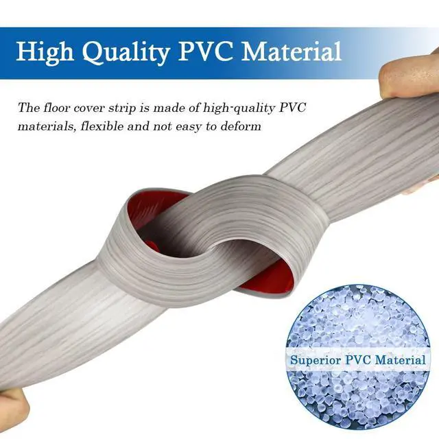 Alt view image 2 of 7 - Vinyl Floor Transition Strip Self Adhesive Threshold Strip 2" W | Peel and Stick Transition Strips for Doorway Floor Divider Strip, Elegant Wood Grain Design, 5cm, 6.56Ft, Gray