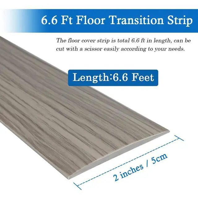 Alt view image 6 of 7 - Vinyl Floor Transition Strip Self Adhesive Threshold Strip 2" W | Peel and Stick Transition Strips for Doorway Floor Divider Strip, Elegant Wood Grain Design, 5cm, 6.56Ft, Gray