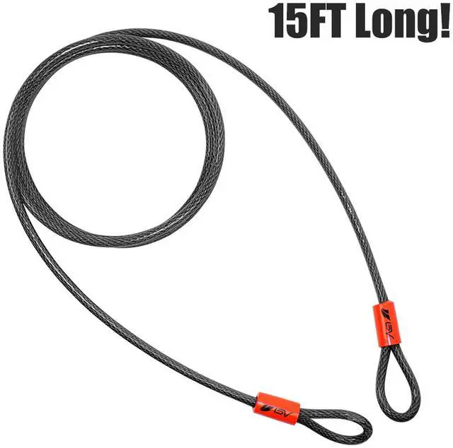 Alt view image 3 of 7 - Heavy-Duty 15FT Security Cable with Loops - 10mm (3/8 Inch) Cut-Resistant Braided Steel Cable - Versatile & Weatherproof - Security Chain for Padlock, Chain Lock, Wire Lock