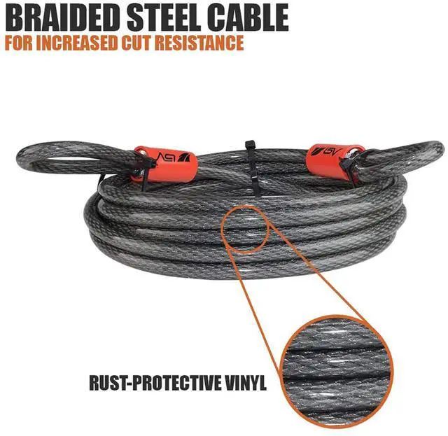 Alt view image 4 of 7 - Heavy-Duty 15FT Security Cable with Loops - 10mm (3/8 Inch) Cut-Resistant Braided Steel Cable - Versatile & Weatherproof - Security Chain for Padlock, Chain Lock, Wire Lock