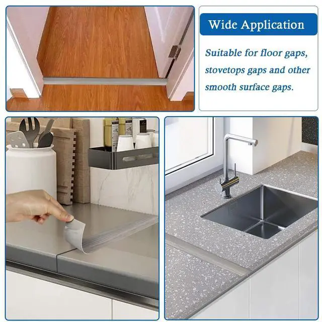 Alt view image 7 of 7 - Vinyl Floor Transition Strip Self Adhesive Threshold Strip 2" W | Peel and Stick Transition Strips for Doorway Floor Divider Strip, Elegant Wood Grain Design, 5cm, 6.56Ft, Gray