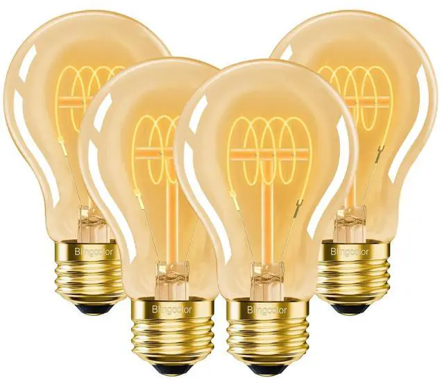 Main image of A19 Vintage LED Edison Light Bulbs 40 Watt, E26 LED Warm Light Bulbs 2200K | 4 Pack, Dimmable, 4W Equal 40 Watt, Decorative Antique Spiral LED fits for Rustic Farmhouse Light Fixtures, CRI 90+,300LM