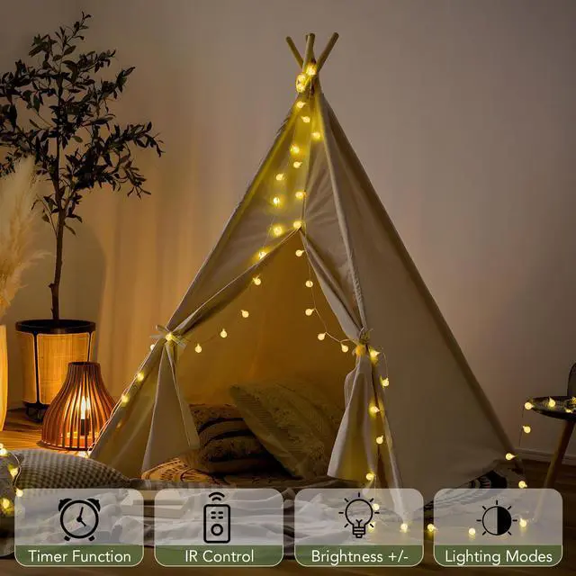 Alt view image 4 of 7 - Globe String Lights Battery Operated Fairy Light 26ft 60LED & Remote | Waterproof Indoor Outdoor Hanging String Lights Decorative Christmas Lights for Home Party Patio Garden Classroom Wedding