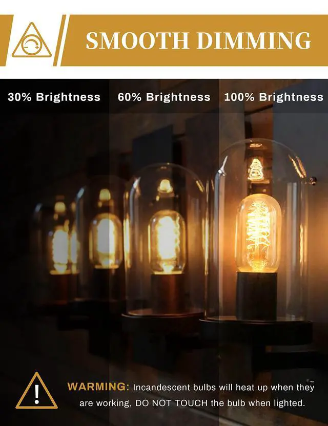 Alt view image 3 of 7 - Edison Bulbs, Light Bulbs, Incandescent, Warm White, 40 Watt | Amber Glass, T45, 110-130 Volts, E26/E27 Base Incandescent Dimmable Decorative Antique Filament Light Bulbs, 4 Packs