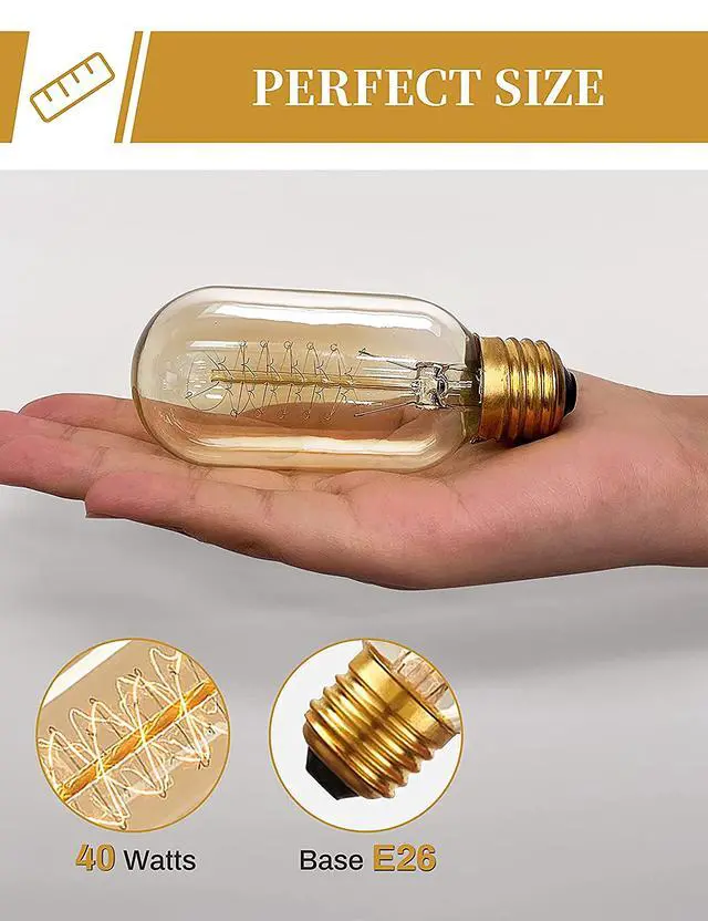 Alt view image 5 of 7 - Edison Bulbs, Light Bulbs, Incandescent, Warm White, 40 Watt | Amber Glass, T45, 110-130 Volts, E26/E27 Base Incandescent Dimmable Decorative Antique Filament Light Bulbs, 4 Packs