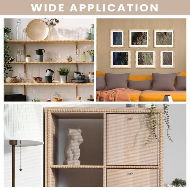 Alt view image 6 of 7 - Flexible Molding Trim Peel and Stick for Walls Decorative Bead Pearl DIY Wall Trim for Bathroom Mirror Frame Border Backsplash Ceiling Cabinet TV Wall Edge(Wood,10ft /15 mm)
