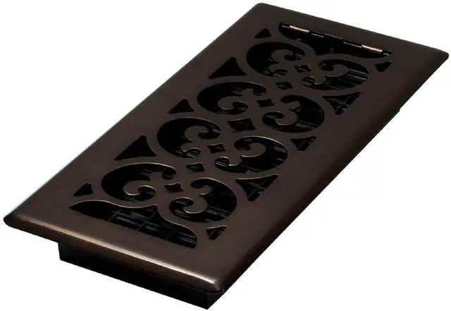 Alt view image 7 of 7 - Metal Scroll Decorative Air Vent Cover 4x10 Floor Register Adjustable Control Lever AC Floor Vent Covers for Home Floor Vents Fits 4 x 10 Inch Opening Rubbed Bronze (SPH410-RB)