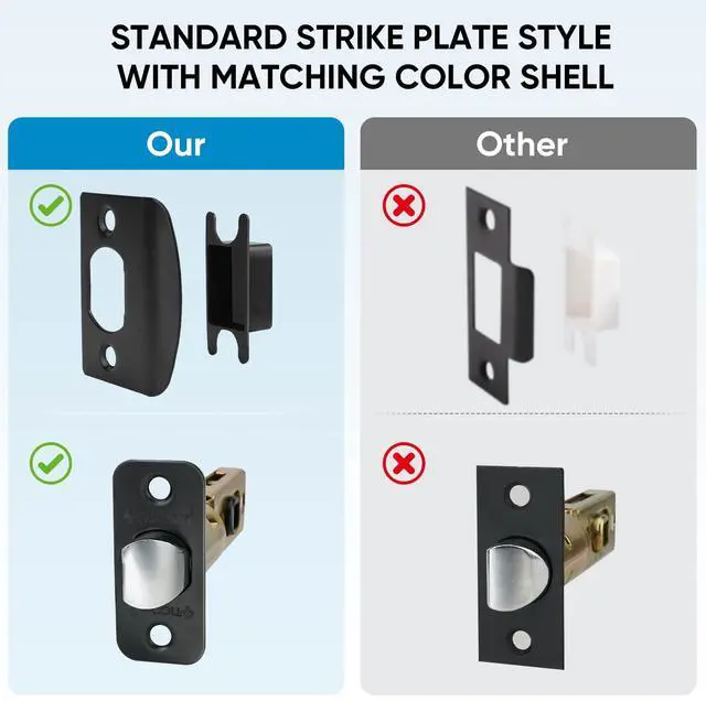 Alt view image 6 of 7 - 5PK Matte Black Door Handles Interior, Reversible Square Door Levers Knob for Hallway, Bedroom, Bathroom (with Lock, 5PK Privacy)