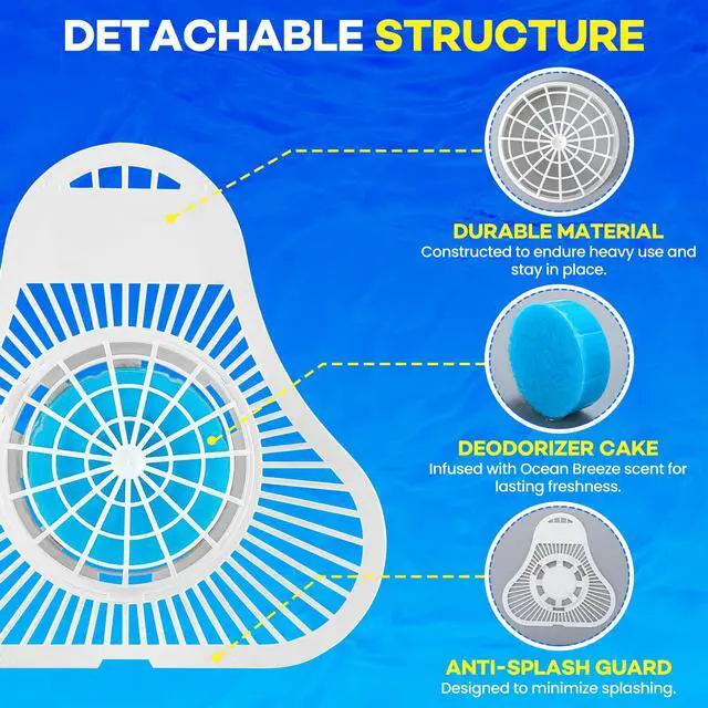 Alt view image 4 of 7 - 12 Pack Urinal Deodorizer Screen, Urinal Cakes with Anti-Splash Filter Odor Protection, Urinal Deodorizer for Men Bathroom Airport Office Mall Hotel(Ocean Breeze Scent)