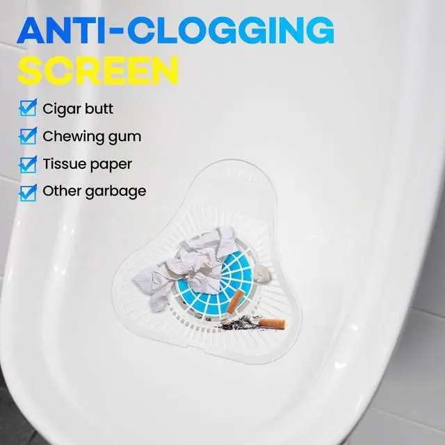 Alt view image 5 of 7 - 12 Pack Urinal Deodorizer Screen, Urinal Cakes with Anti-Splash Filter Odor Protection, Urinal Deodorizer for Men Bathroom Airport Office Mall Hotel(Ocean Breeze Scent)